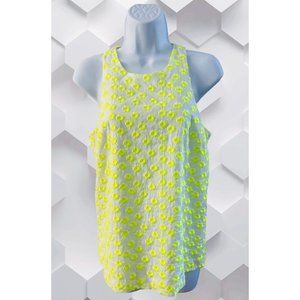 J. Crew White Neon Lime Lined Sleeveless Top Sz 2